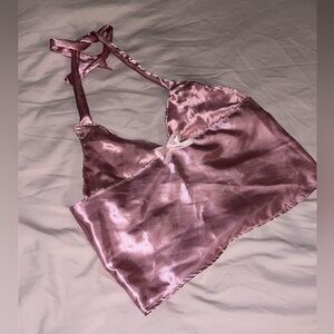 Pink satin halter top!!